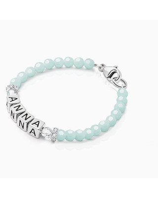 tB® Signature Crystal™ Trademark Blue Baby/Children’s Name Bracelet for Girls - Sterling Silver