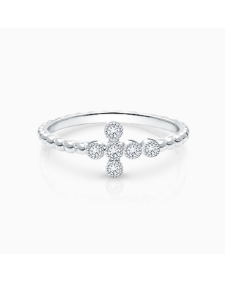 Walk by Faith, Clear CZ Cross Children&#039;s Ring for Girls - Sterling Silver