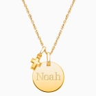 14K Gold Baby Round, Engraved Children&#039;s Necklace for Boys (FREE Personalization) - 14K Gold