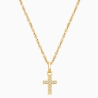 Divine Light, Cross with Genuine Diamonds Communion Children&#039;s Necklace for Girls - 14K Gold