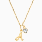 14K Gold Initial with Genuine Diamond &quot;Design Your Own&quot; Personalized Children&#039;s Necklace for Girls - 14K Gold