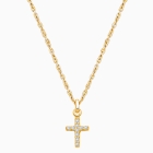 Miraculous Cross, Modern Pavé CZ Children&#039;s Necklace for Girls - 14K Gold