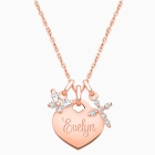 14K Rose Gold Baby Heart, Communion Children&#039;s Necklace for Girls (Includes Religious Charm &amp; FREE Engraving) - 14K Rose Gold