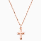 Beautifully Beveled Cross, Teen&#039;s Necklace for Girls - 14K Rose Gold