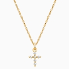 Shining Cross, Pavé CZ Children&#039;s Necklace for Girls - 14K Gold