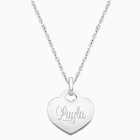 14K White Gold Baby Heart, Engraved Children&#039;s Necklace for Girls (FREE Personalization) - 14K White Gold