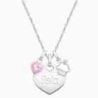 14K White Gold Baby Heart &quot;Design Your Own&quot; Children&#039;s Necklace for Girls (Optional Charms &amp; FREE Engraving) - 14K White Gold
