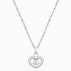 Sacred Heart with Genuine Diamond, Children&#039;s Necklace for Girls - 14K White Gold