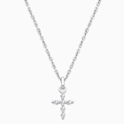 Shining Cross, Pavé CZ Teen&#039;s Necklace for Girls - 14K White Gold
