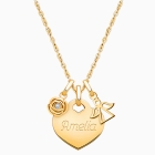 14K Gold Baby Heart, Communion Children&#039;s Necklace for Girls (Includes Religious Charm &amp; FREE Engraving) - 14K Gold