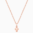 Simple Cross, Teeny Tiny Children&#039;s Necklace for Girls - 14K Rose Gold
