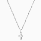 Simple Cross, Teeny Tiny Children&#039;s Necklace for Boys - 14K White Gold