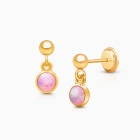 Shimmering Opal Dangle, Pink Opal Baby/Children&#039;s Earrings, Screw Back - 14K Gold