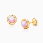 Radiant Opal, Pink Opal Teen&#039;s Earrings, Screw Back - 14K Gold