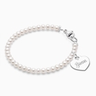 3mm Cultured Pearls, Baby/Children&#039;s Beaded Bracelet for Girls (INCLUDES Engraved Charm) - Sterling Silver