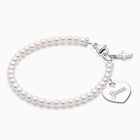 Sterling Silver Pearl Bracelet with Engravable Heart for Girls Christening
