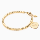 3mm Tiny Blessings Beads, Christening/Baptism Baby/Children&#039;s Beaded Bracelet for Girls (Includes Engravable Charm) - 14K Gold