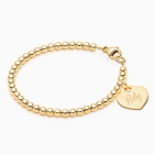3mm Tiny Blessings Beads, Baby/Children&#039;s Beaded Bracelet for Girls (INCLUDES Engraved Charm) - 14K Gold