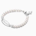 4mm Cultured Pearls, Christening/Baptism Baby/Children&#039;s Engraved Bracelet for Girls - Sterling Silver