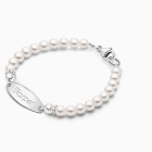 4mm Cultured Pearls, Baby/Children&#039;s Engraved Bracelet for Girls - Sterling Silver