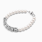 4mm Cultured Pearls, Baby/Children&#039;s Name Bracelet for Girls - Sterling Silver