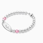 Tiny Blessings Birthstone, Baby/Children&#039;s Engraved Bracelet for Girls - Sterling Silver