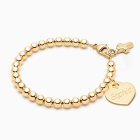 4mm Tiny Blessings Beads, Christening/Baptism Baby/Children&#039;s Beaded Bracelet (Includes Engravable Charm) - 14K Gold