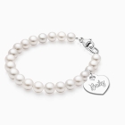 5mm Cultured Pearls, Baby/Children&#039;s Beaded Bracelet for Girls (INCLUDES Engraved Charm) - Sterling Silver