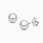 6mm Classic Round Studs, Teen&#039;s Earrings, Friction Back - 14K White Gold
