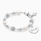 Birthstone Bracelet for Girls Christening/Baptism with Engraved Heart