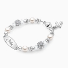 Birthstone Bracelet for Girls Christening/Baptism With Name Engraving
