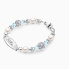 Birthstone, Baby/Children&#039;s Engraved Bracelet for Girls (All 12 Birthstones Avail) - Sterling Silver