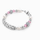 Birthstone, Baby/Children&#039;s Name Bracelet for Girls (All 12 Birthstones Avail) - Sterling Silver