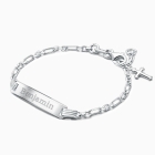 Modern Bar, Christening/Baptism Baby/Children&#039;s Engraved ID Bracelet for Boys - Sterling Silver