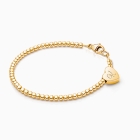 Dainty Heart, Baby/Children’s Beaded Bracelet for Girls (INCLUDES Engraved Initial) - 14K Gold