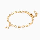 14K Gold Charm Bracelet, Design Your Own Link Chain Bracelet for Teen&#039;s (INCLUDES Initial Charm) - 14K Gold
