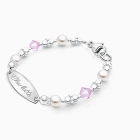 Diamonds &amp; Pearls, Baby/Childrens Engraved Bracelet for Girls - Sterling Silver