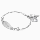 Personalized White Gold Name Bracelet with Hearts for Girls
