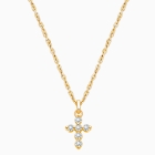 Glory &amp; Grace Cross with Genuine Diamonds, Teen&#039;s Necklace for Girls - 14K Gold