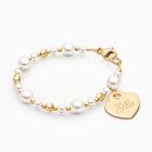 Little Lady, Baby/Children’s Beaded Bracelet for Girls (INCLUDES Engraved Charm) - 14K Gold