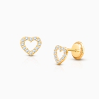 Love of Mine, Clear Pavé CZ Heart, Teen&#039;s Earrings - 14K Gold