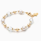 My Little Sunshine Birthstone, Christening/Baptism Baby/Children&#039;s Beaded Bracelet for Girls (All 12 Birthstones Avail) - 14K Gold