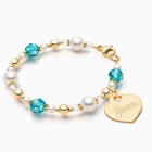 My Little Sunshine Birthstone, Baby/Children&#039;s Beaded Bracelet for Girls (Includes Engraved Charm, All 12 Birthstones Avail) - 14K Gold
