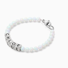 4mm Opals, Lab Created White Opal Baby/Children&#039;s Name Bracelet for Girls - Sterling Silver
