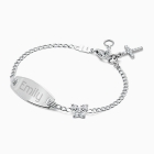 Personal Name Bracelet White Gold with Butterfly for Girls Baptism/Christening