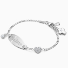 Personal Name Bracelet White Gold with Heart for Girls Baptism/Christening