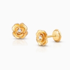 Rose Radiance, Clear CZ Stud, Baby/Children&#039;s Earrings, Screw Back - 14K Gold