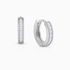 Channel Cut CZ, 11mm Huggie Hoops Christening/Baptism Baby/Children&#039;s Earrings, Screw Back - Sterling Silver