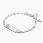 Modern Bar, Christening/Baptism Baby/Children&#039;s Engraved ID Bracelet for Girls - Sterling Silver