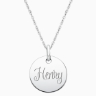 Small Round, Engraved Children&#039;s Necklace for Boys (FREE Personalization) - Sterling Silver
